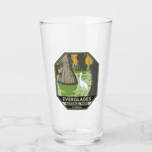 Verre Everglades Parc National Floride Egret Vintage
