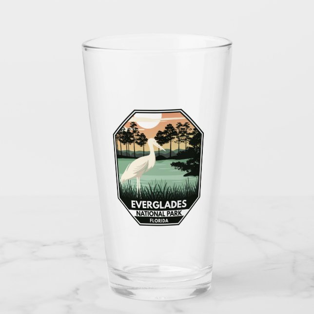 Verre Everglades Parc National Sunset Egret Vintage (Devant)