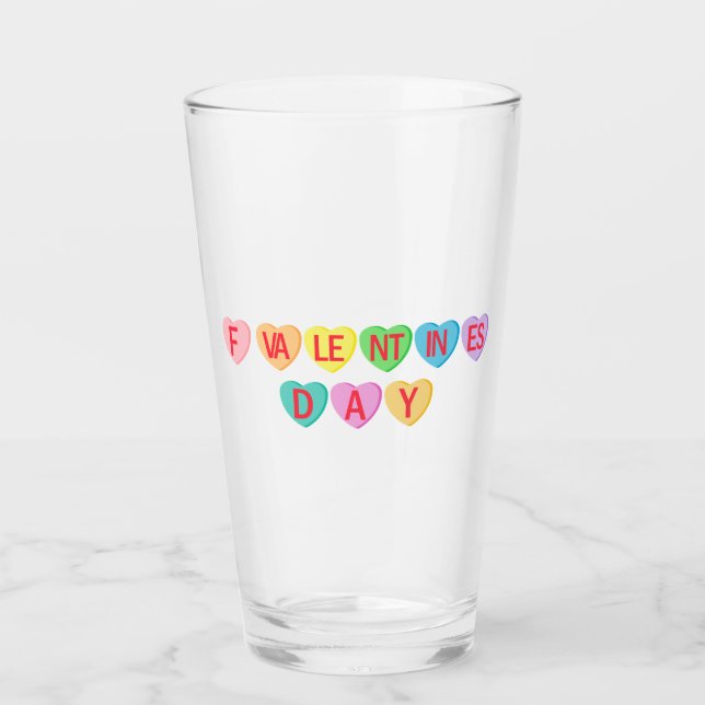 Verre F VALENTINE'S DAY - Bannière Coeurs-Bonbons (Devant)