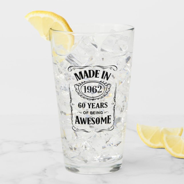Verre Fabriqué en 1962 60 ans d'être génial anniversaire (Devant glace)