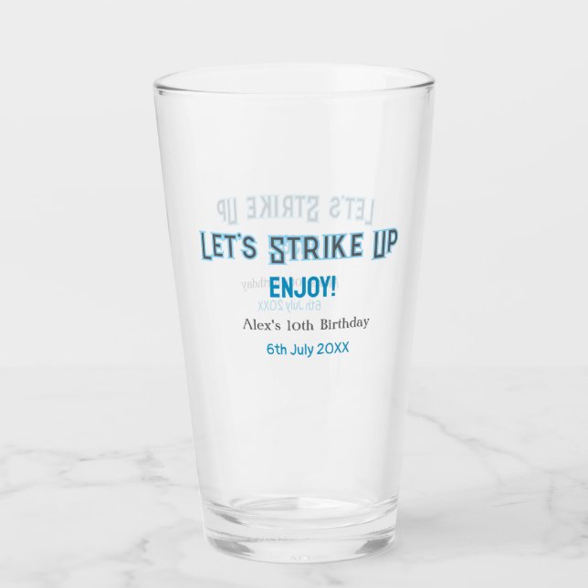 Verre Faisons ressortir bleu gris heureux nom 10 anniver (Devant)