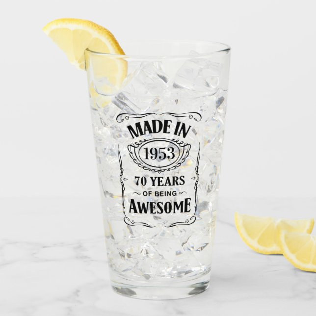 Verre Fait en 1953 70 ans d'être génial anniversaire 202 (Devant glace)
