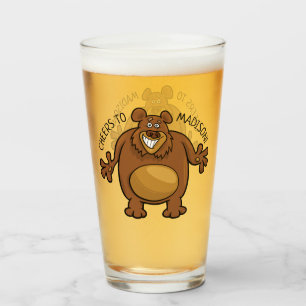 Verre fait sur commande de pinte des textes d'ours