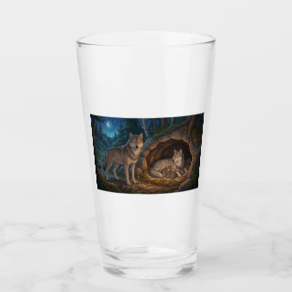 Verre Famille de loups  