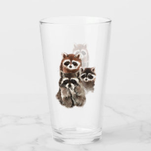 Verre Famille mignonne ou amis Raccoon Art animal