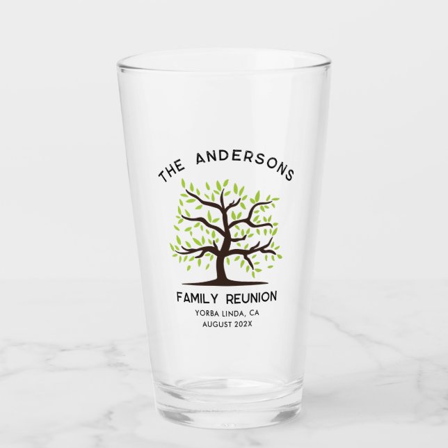 Verre Famille Réunion généalogique Arbre de la partie Pe (Devant)