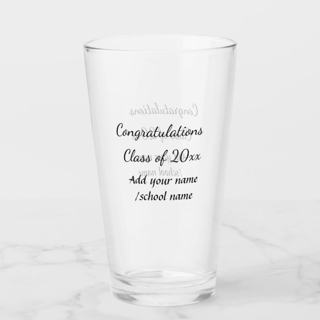 Verre Félicitations classe d'ajouter le nom d'année scol (Devant)
