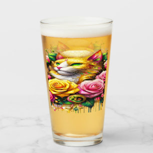 Verre Feline au milieu d'une floraison vibrante
