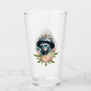 Verre Femme étonnante avec un maquillage crâne à sucre é
