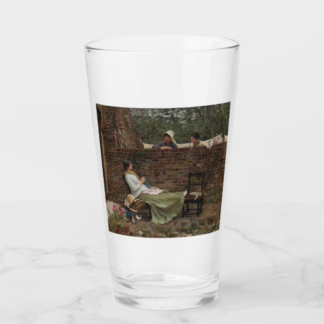 Verre Femmes qui discutent au-dessus du mur du jardin (c (Devant)