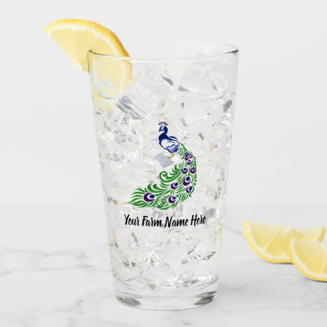 Verre Ferme de paon bleu personnalisé (Devant glace)