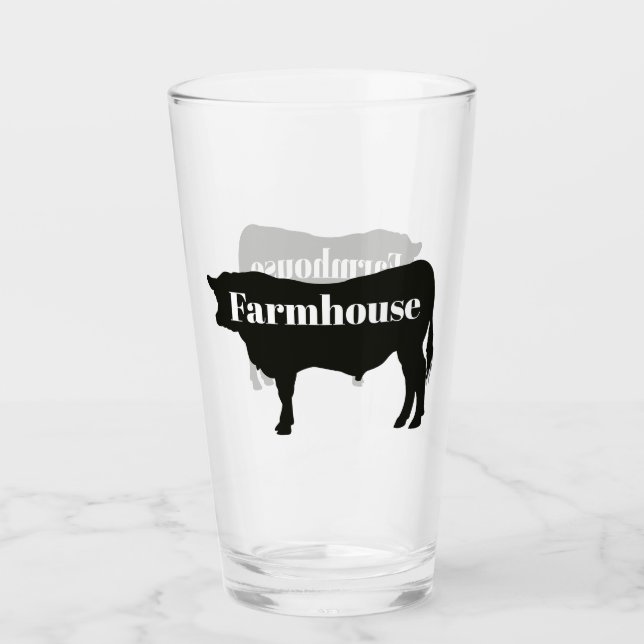 Verre Ferme Russe Noir Vache Silhouette (Devant)