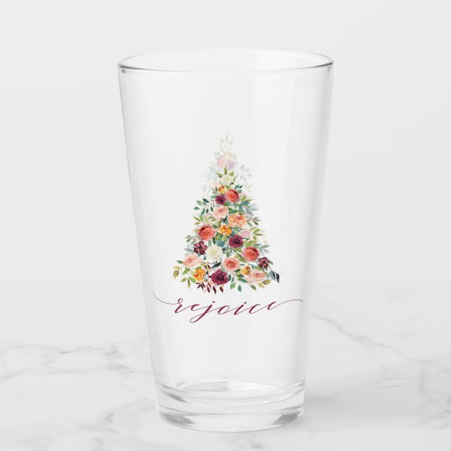 Verre Festif Floral Arbre de Noël Rejoice (Devant)