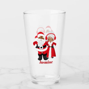 Verre Festive Noël Père Noël Mme Claus Afrique Amérique