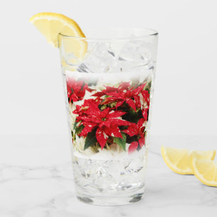 Verre Festive Rouge Blanc Floral Poinsettia Fleurs