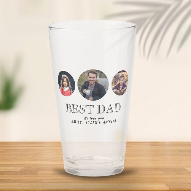 Verre Fête 3 du Père du meilleur papa Collage photo oval (Créateur téléchargé)