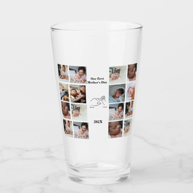 Verre Fête de la Première Mère personnalisée Photo Colla (Devant)