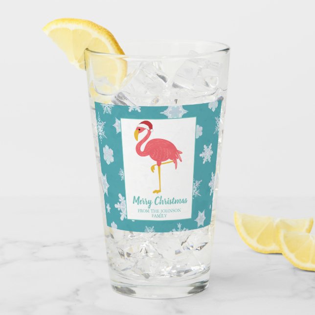 Verre Fête de vacances de flocon de neige de Flamant (Devant glace)