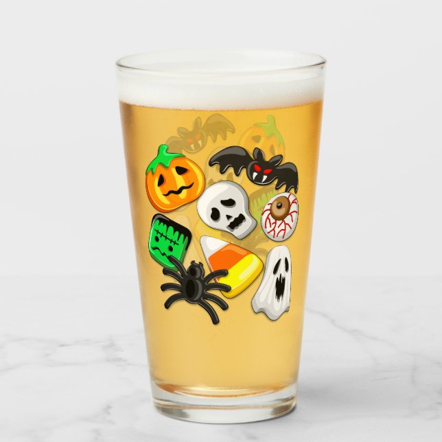 Verre Fête des Candies Éffrayantes d'Halloween (Devant (rempli))