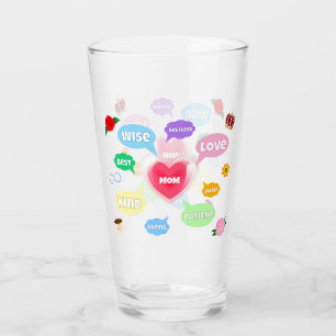 Verre Fête des mères Meilleure maman Mot Nuages Reine Co