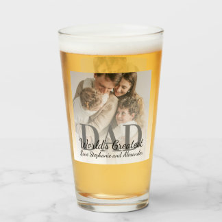 Verre Fête des Pères Meilleur Papa du Monde avec Photo