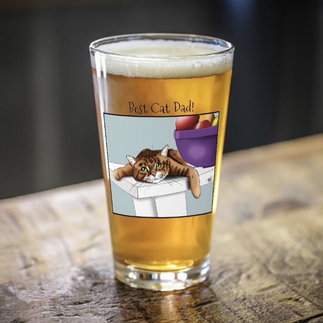 Verre Fête des pères Orange Tabby Chat (Créateur téléchargé)