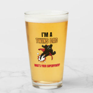Verre Fête des pères Superhero Papa Twins personnalisabl