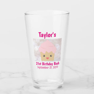 Verre Fête du 21e anniversaire Favour Cupcake rose migno