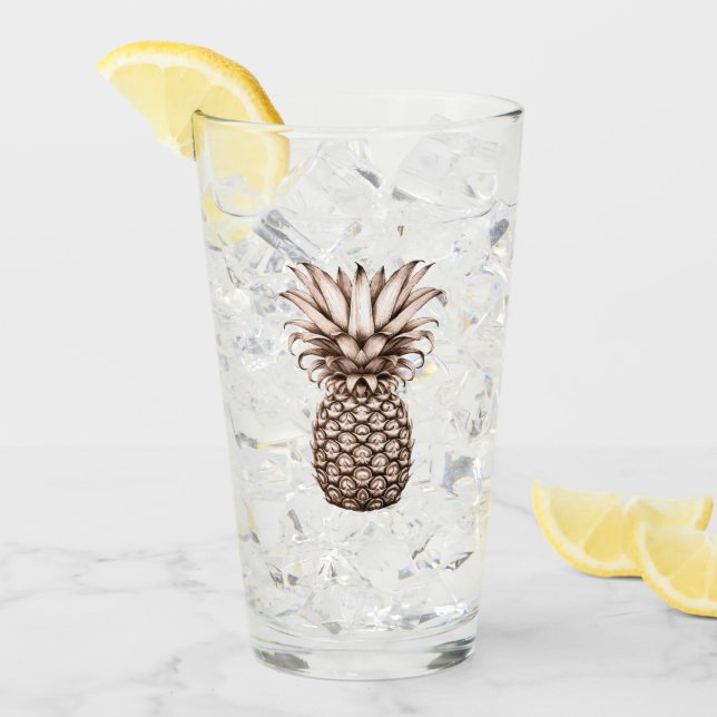 Verre Fête tropicale Aloha avec ananas (Devant glace)