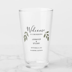 Verre Feuilles d'aquarelle moderne et élégant mariage de
