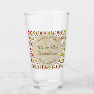 Verre Feuilles de chêne et glands tombent Mariage automn