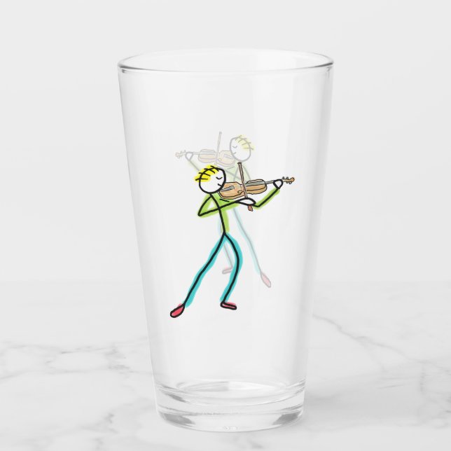 Verre Fiddle Playing Stickman (Devant)