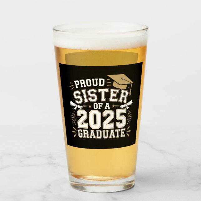 Verre Fier Soeur D'Une Classe De 2025 Famille Diplômée (Devant (rempli))