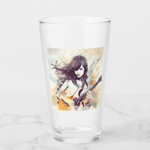 Verre Fille avec musique rock vibes