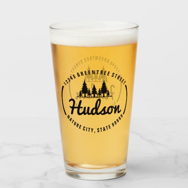 Verre Fir Trees Oval Design ID304 (Devant (rempli))