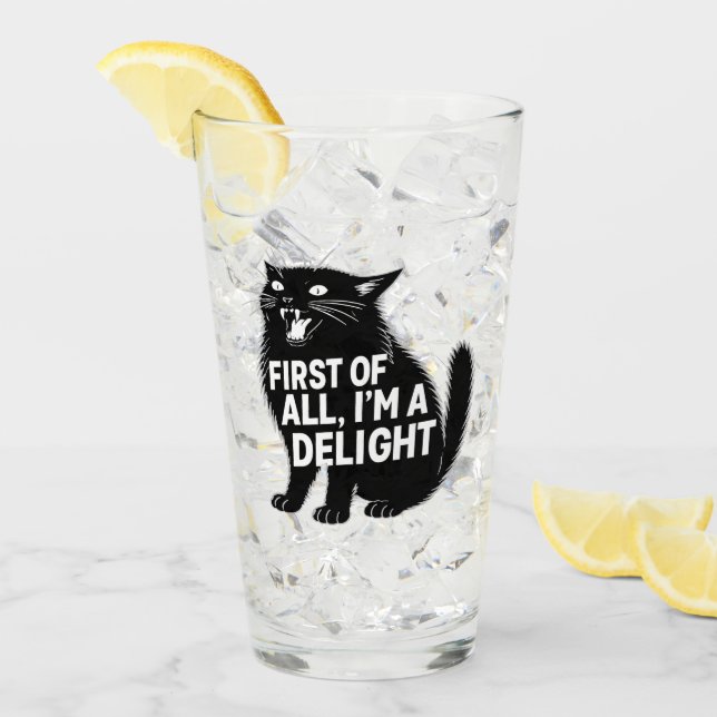 Verre First Of All I'm A Delight Roaring Black Cat (Devant glace)