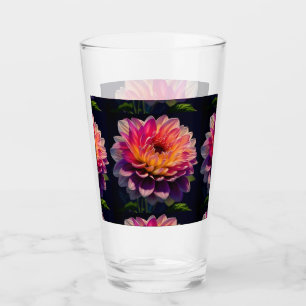 Verre Fleur de dahlia rose et orange chaud