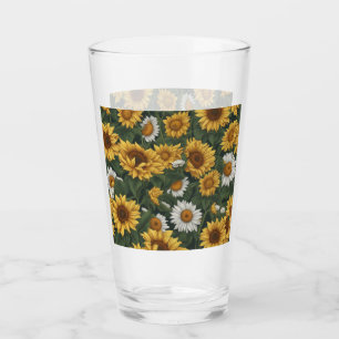 Verre Fleur de soleil blanche et jaune