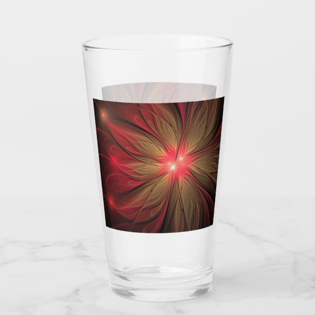 Verre Fleur fractale de fansy rouge (Dos)