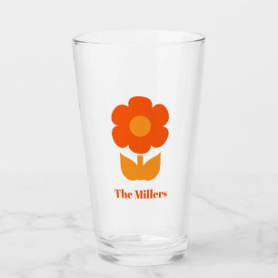 Verre Fleur rétro dans les années 70 orange Personnalisé