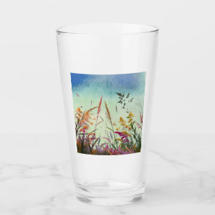 Verre Fleur sauvage Et Étoiles