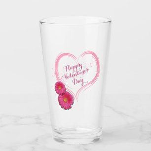 Verre Fleurs de Coeur Rose Saint-Valentin