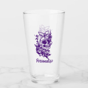 Verre Fleurs de crâne gothique mignonnes pourpre Personn