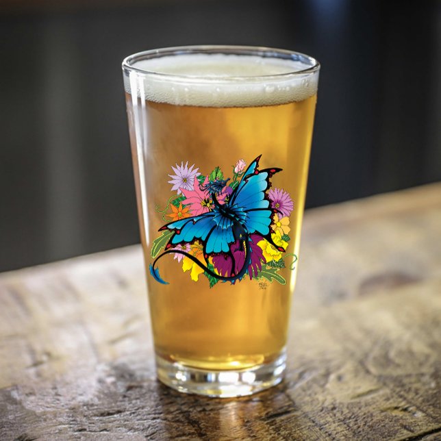 Verre Fleurs de papillon bleu Dragon (Créateur téléchargé)