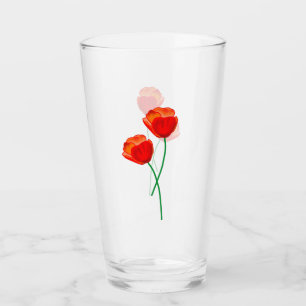 Verre Fleurs de pavot rouge