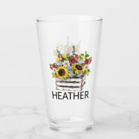 Fleurs de tournol daisy monogramme nom 