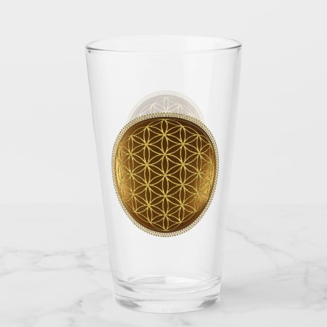 Verre FLEURS DE VIE - Géométrie Sacrée Médaillon 1 (Devant)
