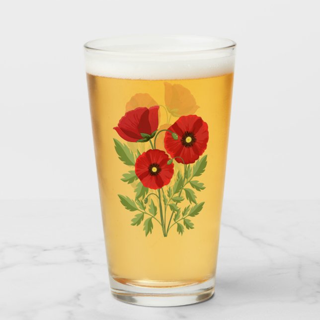 Verre Fleurs d'été joyeuses floraison de pavot (Devant (rempli))