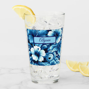 Verre Fleurs Hawaïennes Tropicales Hibiscus Personnalisé