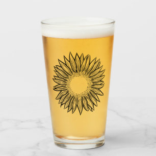 Verre Flore Rustique Tournesol Main tiré